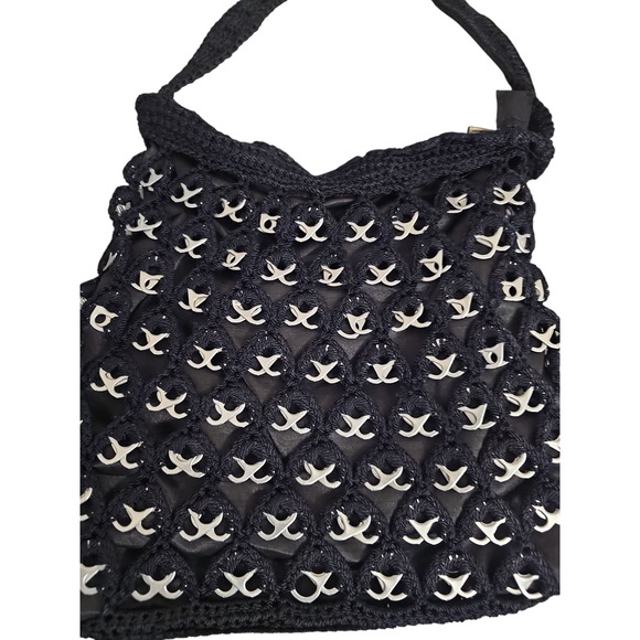 Vtg 90's Black Can Tab Crochet Recycled Pop Tab Unique Handmade Shoulder Bag‎ - Picture 2 of 7